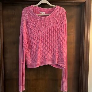 Aeropostale Pink Crew Neck Cable Knit Sweater